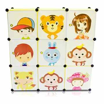 VENKON – Kinderzimmer Steckschrank DYI Steckregal System Regalschrank: 9-Module-Set, grün -