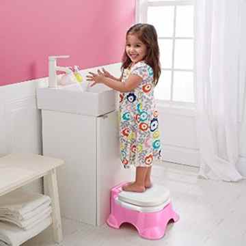 Voilamart Toilettentrainer mit Musik Kidskit Kindertopf Töpfchen Kindertoilette Kindertopf Kindertopf Lerntöpfchen und Fußbank Rosa -