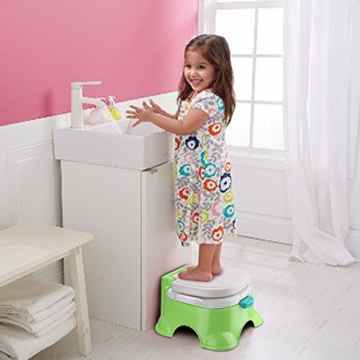 Voilamart Toilettentrainer mit Musik Kidskit Kindertopf Töpfchen Kindertoilette Kindertopf Kindertopf Lerntöpfchen und Fußbank Grün -