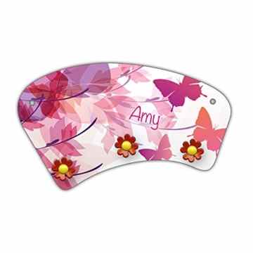 Wand-Garderobe mit Namen Amy und schönem Schmetterling-Motiv für Mädchen – Garderobe für Kinder – Wandgarderobe -