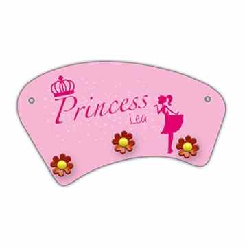 Wand-Garderobe mit Namen Lea und schönem Prinzessin-Motiv für Mädchen – Garderobe für Kinder – Wandgarderobe -