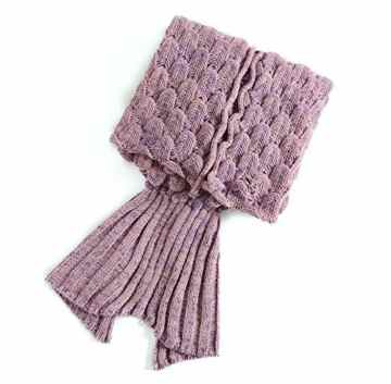 Warm und weich Meerjungfrau Schwanz Decke von aiqi, Handwerk Crochet Snuggle Cozy Fleece Sofa Bett Schlafsäcke, ideal Geschenke für Familienmitglieder oder Freunde, Pale Pinkish Purple, M by aiqi -