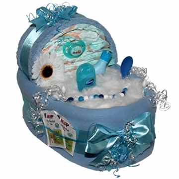 Windelbettchen „Süße Träume“ Geschenk zur Taufe Geburt für Jungen Windeltorte -