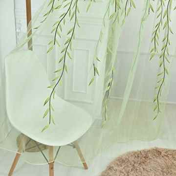 Wingogo Vorhänge Weide Blätter Muster Ländlichen Stil Offset Blind bedruckt Glas Garn für Wohnzimmer Schlafzimmer -
