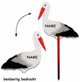 XXL Storch aus Holz – 1,12 m ! – mit extra Gartenspieß – zum Aufstellen – für Innen & Aussen – Klapperstorch – Gartenstecker – auch als Türschild / Wandbild – beidseitig bemalt – Kinderzimmer Deko – Mädchen & Jungen – zur Geburt Babys Neugeboren / Hochzeit – großer Holzstorch Dekostorch Adebar / Stecker Garten – wetterfest -