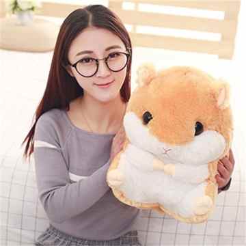 YunNasi 2 in 1 Schöner und Niedlich Plüschtier Hamster kissen mit Fleece Blanket Super Witziges und Süßes Geschenk für Kinder und Freundin 50cmX30cm -