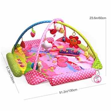 Zicac Baby Spielmatte 130*130*60 cm Erlebnisdecke mit Superweiche Gewebe Babybett mit 9 Klein Spielzeug Spielmatte für Baby -