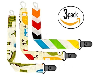 ★ Schnullerkette aus Baumwolle 3stk ★ mit Plastik Clips ★